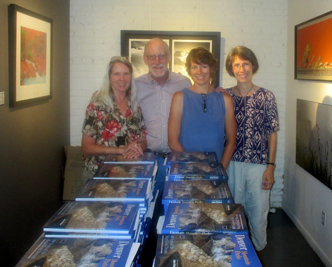 Signing 300 books takes time: from left, Sally White, Bart Berger, Wendy Rex-Atzet, Erika Walker.